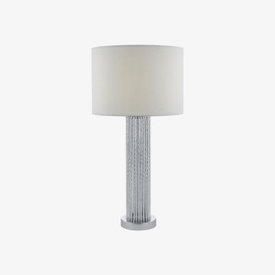 Knees dar lighting LAZ4232 Lazio Table Lamp Silver with White Linen Shade