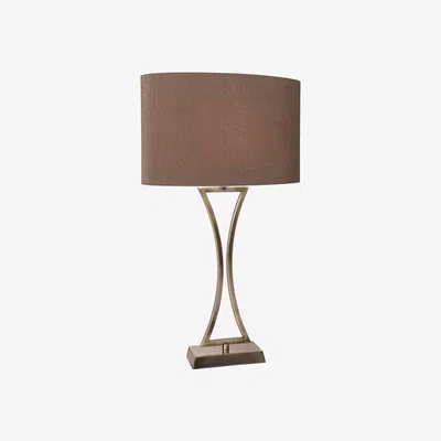 Knees dar lighting OPO4175 Oporto Wavy Table Lamp Antique Brass with Brown Shade