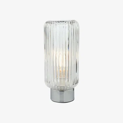 Knees dar lighting MAS4150 Mason Touch Table Lamp Polished Chromed Ribbed Glass