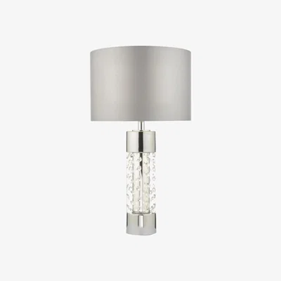 Knees Dar Lighting YAL4208 Yalena Table Lamp Large Polished Chrome and Crystal Complete With Shade