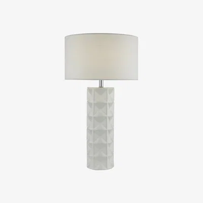 Knees dar lighting GIF422 Gift Table Lamp White with White Linen Shade