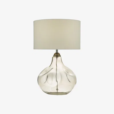Knees dar lighting ESA4210 Esarosa Table Lamp Smoked Glass with White Linen Shade