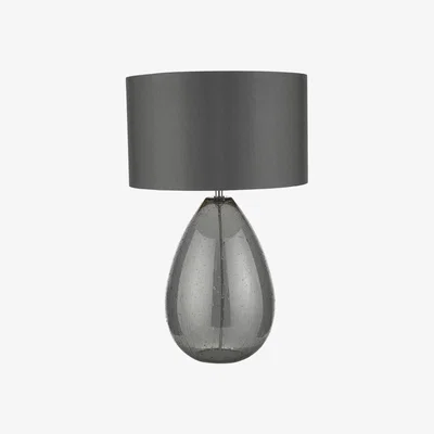 Knees Dar Lighting RAI4239 Rain Table Lamp Smoked Glass Complete With Grey Shade