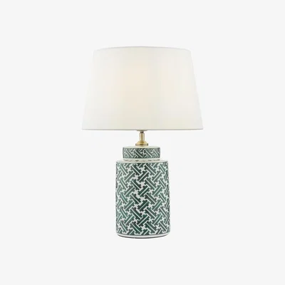 Knees dar lighting REE4224 Reese 1 Light Ceramic Table Lamp Green and Blue Print Base Only