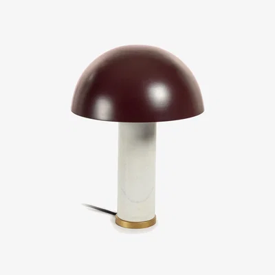 Kave Home Zorione table lamp in white marble and metal, with a painted brown finish. With UK adaptor