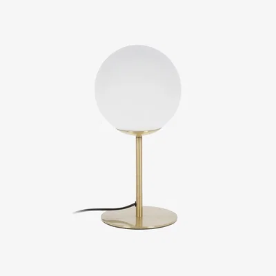 Kave Home Mahala table lamp in steel and frosted glass UK adapter