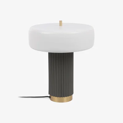 Kave Home Serenella table lamp in metal with white and green painted finish UK adapter