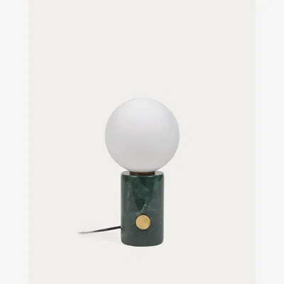 Kave Home Lonela table lamp in marble with green finish UK adapter