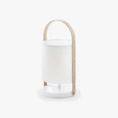 Kave Home Zayma table lamp in beech wood and white cotton UK adapter