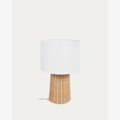 Kave Home Kimjit table lamp in rattan with natural finish UK adapter