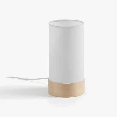 Kave Home Slat table lamp in cotton and beech wood UK adapter