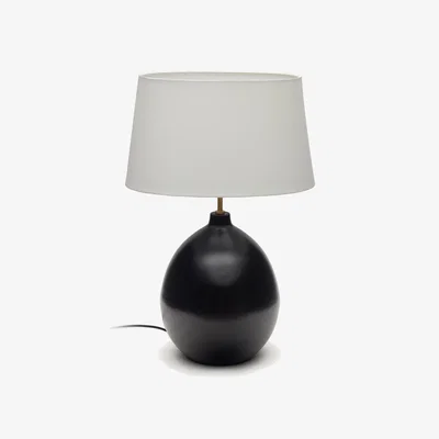 Kave Home Foixa metal table lamp in black finish with UK adaptador