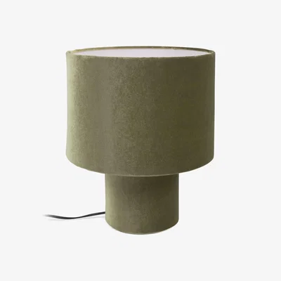 Kave Home Eastend table lamp in green velvet UK adapter