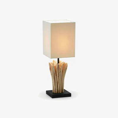 Kave Home Boop table lamp made of solid red wood and rubberwood UK adapter