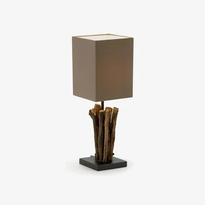 Kave Home Antares table lamp in red wood and rubberwood UK adapter