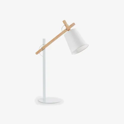 Kave Home Kosta table lamp made of steel and solid beech wood UK adapter