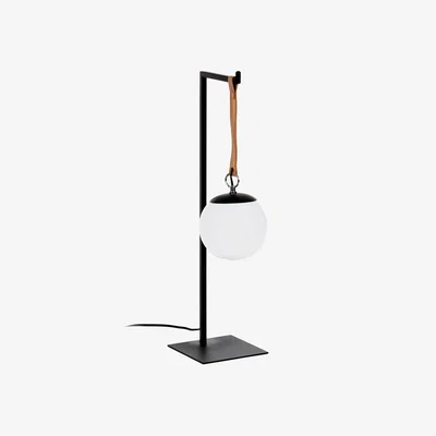 Kave Home Monteiro steel and leather table lamp UK adapter