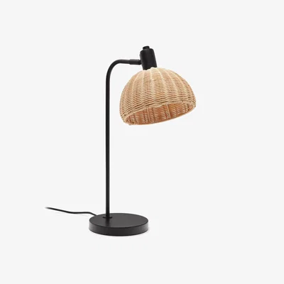 Kave Home Damila table lamp in rattan and black metal UK