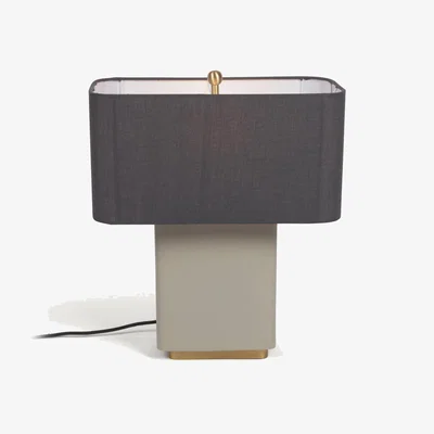 Kave Home Clelia table lamp in metal with beige and dark grey painted finish UK adapter