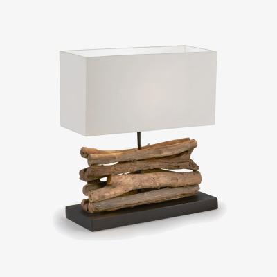 Kave Home Sahai table lamp made of solid rubberwood UK adapter