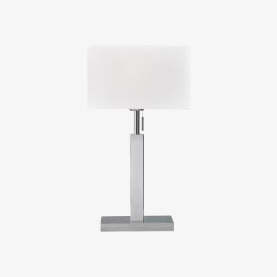La Redoute Chrome Rectangular Table Lamp with Cream Shade