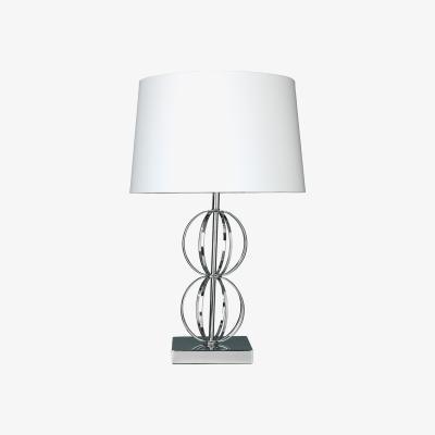 La Redoute Chrome Hooped Wire Table Lamp with White Shade