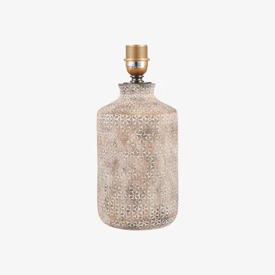 La Redoute Chalk Grey and Taupe Ditsy Flower Embossed Stoneware Table Lamp Base