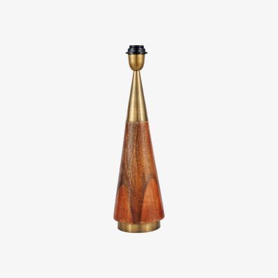 La Redoute Antique Brass and Dark Wood Table Lamp Base