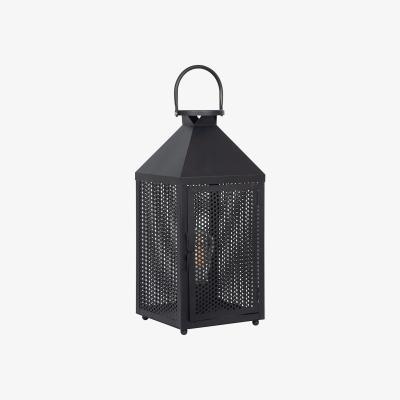 La Redoute Matt Black Metal Punched Lantern Table Lamp