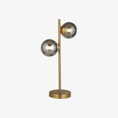 La Redoute Dual Smoked Glass Globe Light with Brass Table Lamp