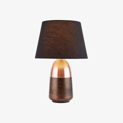 La Redoute Brushed Copper & Scratched Copper Touch Table Lamp with Black Shade
