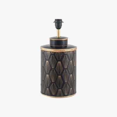 La Redoute Hand painted Iron Black and Gold Art Deco Pattern Table Lamp Base