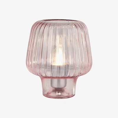 La Redoute 21cm Pink Ripple Glass Table Lamp