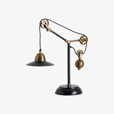 La Redoute Industrial Black and Gold Adjustable Large Table Lamp