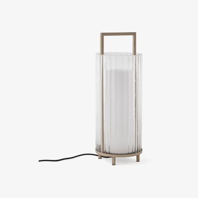 La Redoute Balodi Striated Opaline Glass and Metal Table Lamp