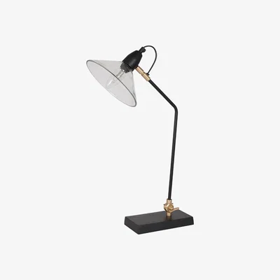 La Redoute Industrial Black Metal with Glass Conical Shade Table Lamp