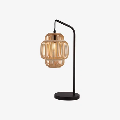 La Redoute Black Table Lamp with Bamboo Frame Shade