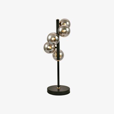 La Redoute 5 Smoke Glass Orb and Black Metal Table Lamp