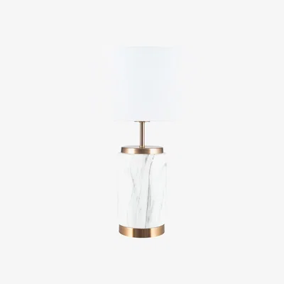 La Redoute Marble Effect Ceramic with White Shade Table Lamp