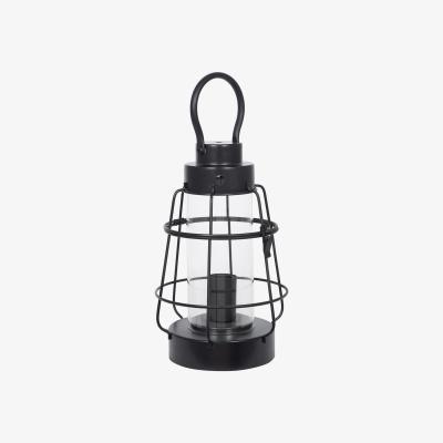 La Redoute Black Metal & Clear Glass Oil Lantern Effect Table Lamp