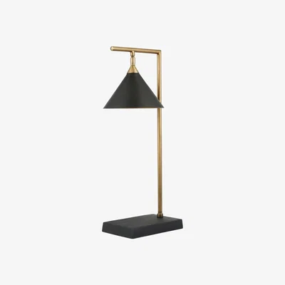 La Redoute Matt Black and Antique Brass Table Lamp
