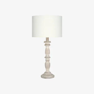 La Redoute Table Lamp Base in Antique Cream Wash Wood