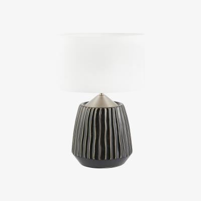 La Redoute Grey Textured Ceramic and Brushed Silver Table Lamp