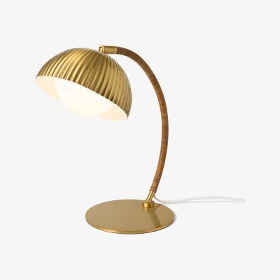 Made.com Shell Table Lamp, Antique Brass & Natural Rattan