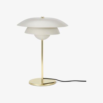 Made.com Brunswick Layered Metal Table Lamp, Warm Grey and Brass