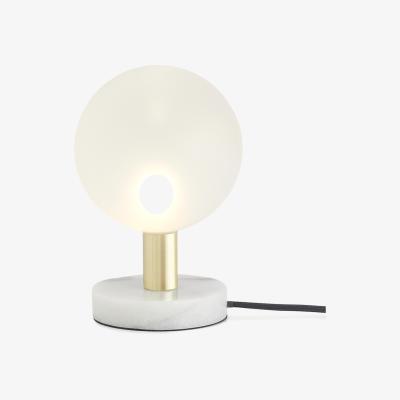 Made.com Boll Table Lamp, White Marble, Black & Frosted Glass