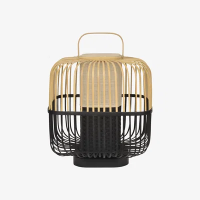 Made in Design Bamboo Square Table lamp - / Medium - H 56 cm by Forestier Black/Natural wood