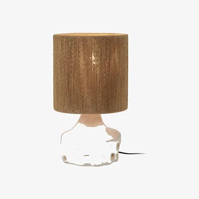 Made in Design Table lamp Oya 02 ceramic cane & fibres / Sandstone & raffia - Ø 25 x H 42 cm - Serax