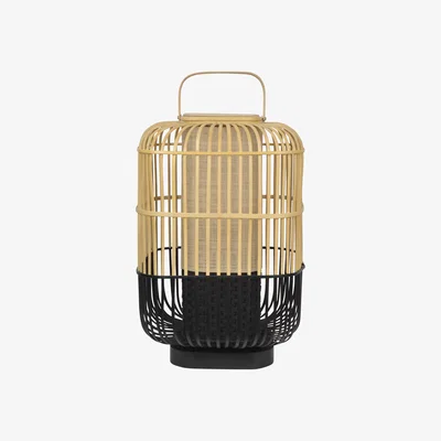 Made in Design Bamboo Square Table lamp - / Large - H 65 cm by Forestier Black/Natural wood