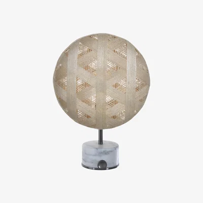 Made in Design Chanpen Hexagon Table lamp - Ø 26 cm - Triangle patterns by Forestier Natural wood